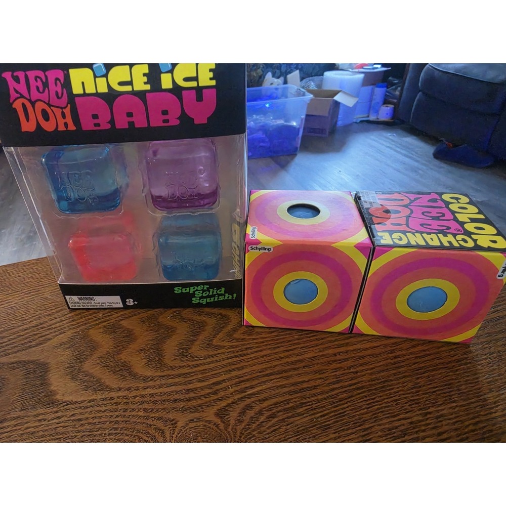 NeeDoh Nice Ice Baby,2 Blue Ball Color Change Lot 3